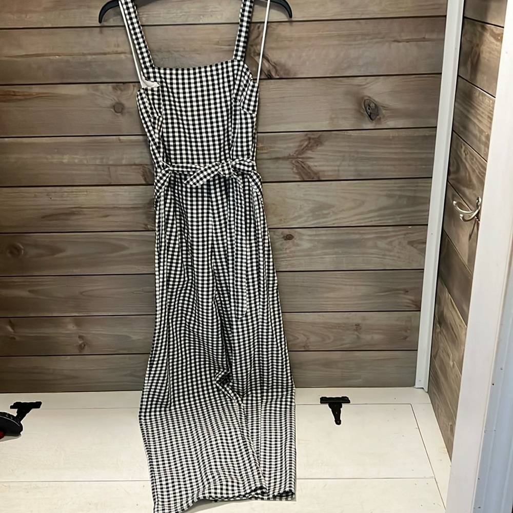 Blue Rain Black & White Check Jumpsuit